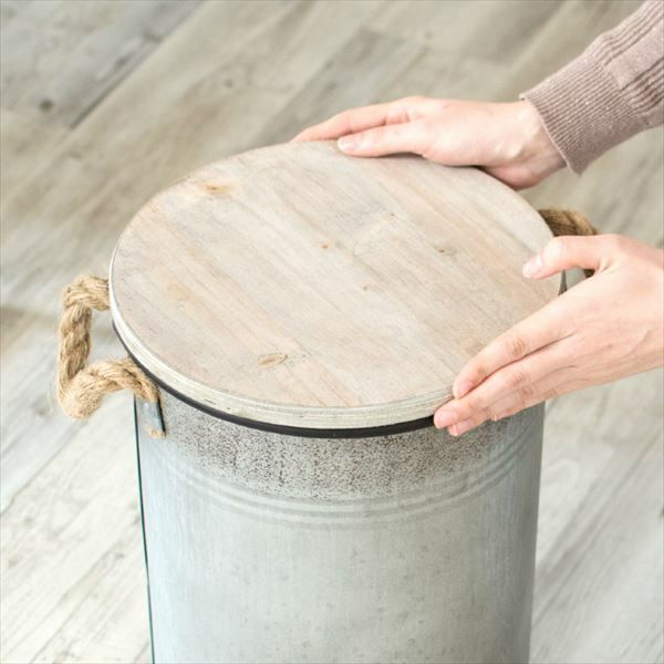 スツール ペール缶 丸型 木製座面 スチール 直径27cm 高さ42cm