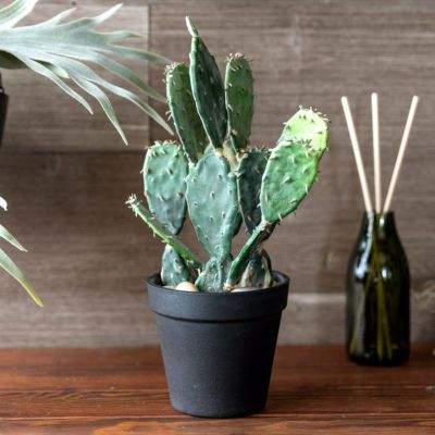 フェイクグリーン 造花 サボテン 観葉植物 鉢植え [98907]【 インテリアグリーン 多肉植物 ウチワサボテン 30cm ポット かっこいい おしゃれ】