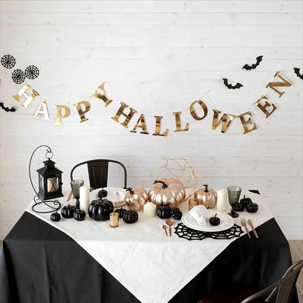 ガーランド ハロウィン HAPPY HALLOWEEN ゴールド 紙 [94105]【生活