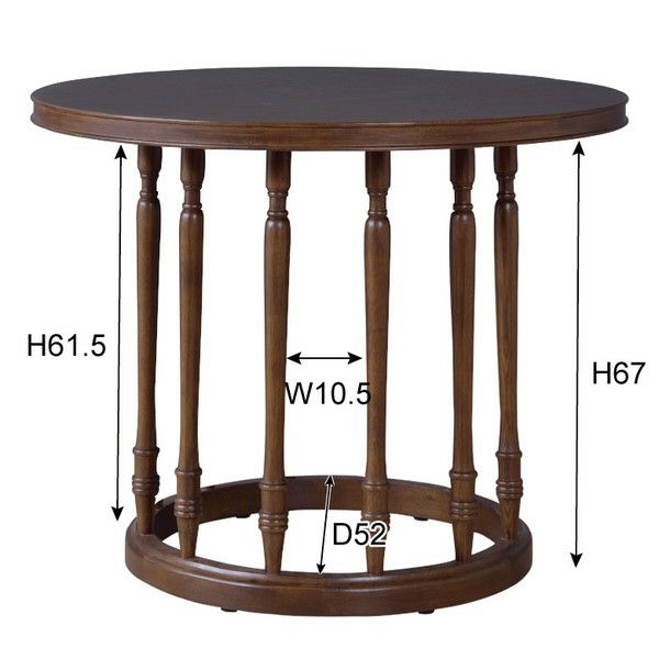 ラウンドテーブル 木製 円卓 直径90cm 高さ70cm ブラウン [91315]【 丸