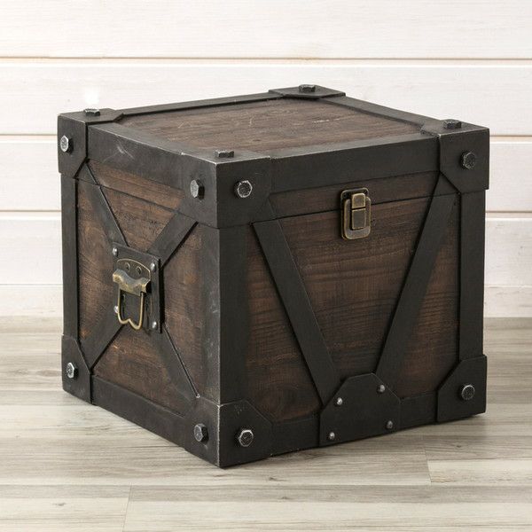 収納ボックス アンティーク風 木製 蓋付き 幅33cm 奥行32cm 高さ