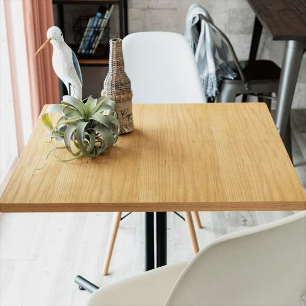 カフェ風テーブル 木製 スチール ナチュラル ブラウン 正方形 幅75cm 