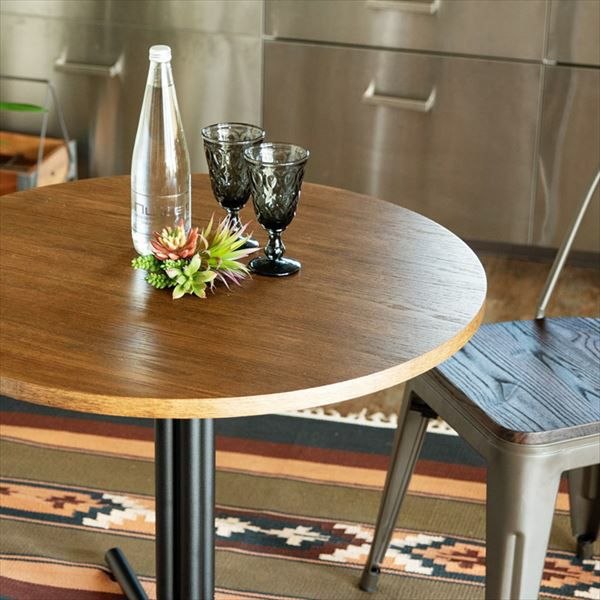 カフェ風テーブル 木製 スチール ブラウン ラウンド 直径80cm [91359