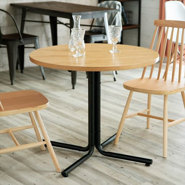 カフェ風テーブル 木製 スチール ナチュラル ラウンド 直径80cm [91360 
