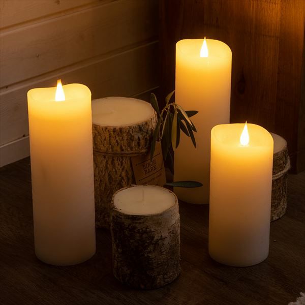 キャンドル型LEDライト エンキンドル ラスティクピラー 3x7 ブラウン