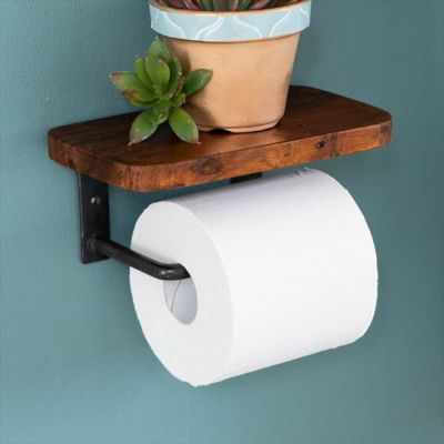 楽天市場】トイレットペーパーホルダー シングル 1連 棚付き