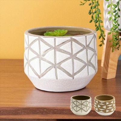 植木鉢 鉢カバー 直径13.5cm 陶器 テラコッタ  [98911-a 98911-b]【 ポット ミニ ガーデン雑貨 インテリア ブラウン ホワイト グレー 】