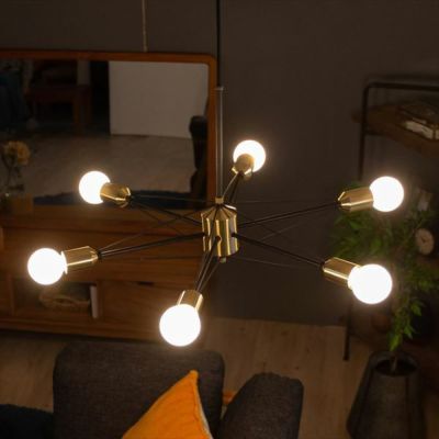 ペンダントライト 照明 スチール 電球付 ゴールド  [92139]【 ペンダントランプ ブラック ６球 ミッドセンチュリー シンプル モダン おしゃれ 】