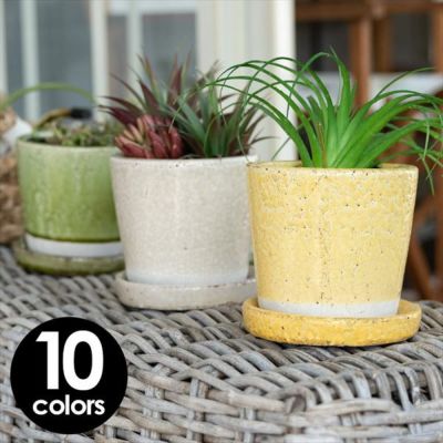 カラープランターポット 植木鉢 直径12cm 陶器 10色 [90038]【 ポット フラワーポット ガーデン雑貨 インテリア グリーン おしゃれ 底穴 テラコッタ 】