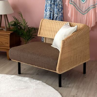 ラタンソファー(右) ブラウン 脚付き 脚取り外し可 3P使用可 [91422]【 1人掛けソファー 2人掛けソファー 3人掛けソファー ラタン おしゃれ インテリア リビング 】