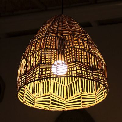 ペンダントライト リゾート 照明 ライト ランプシェード ラタン製 ラウンドタイプ 1灯 口金E26 60W LED 対応 径35cm 高さ35cm [13866]【 天井照明 インテリア照明 照明 ランプ シェード ペンダント照明 照明器具 吊