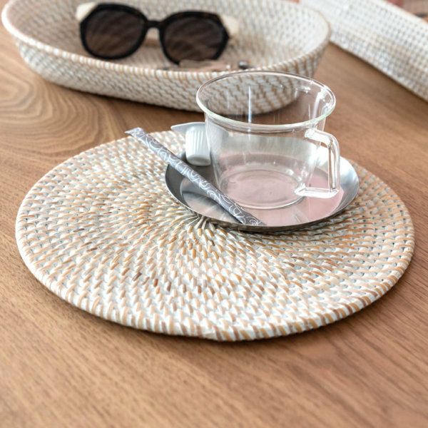 プレートトレイ ラタン 籐 ブラック ラウンド 円形 チャージャー