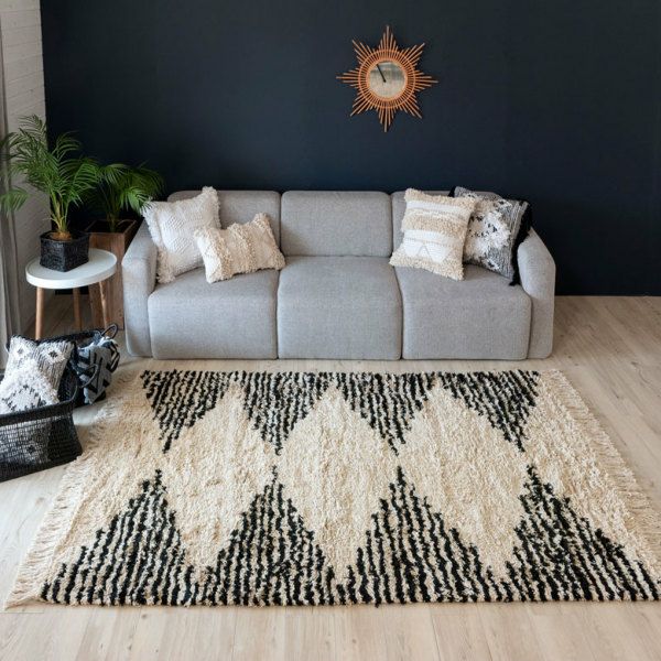 IDEE 購入　ダイヤモンドパターン ラグ ラグ ラグマット ダイヤ柄 ダイヤモンド シルエッ ト デザイン 140