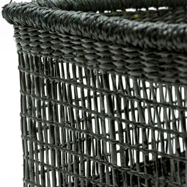 バスケット かご シーグラス 透かし編みバスケット ブラック Mサイズ