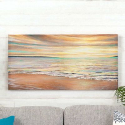 アートパネル 海 キャンパス 幅80cm 高さ40cm 絵 夕日 サンセット [66965]