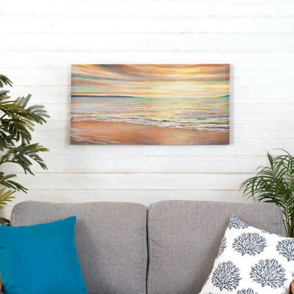 アートパネル 海 キャンパス 幅80cm 高さ40cm 絵 夕日 サン