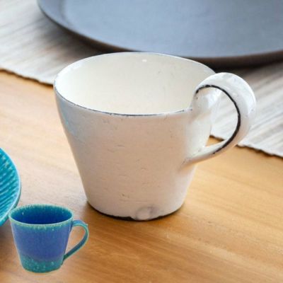 マグカップ 信楽焼 カップ ブルー ホワイト  [90093]【 焼物 割れ粉引 青 和 ドリンク 日本製 丸十製陶 】