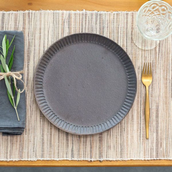 プレート 信楽焼 中皿 縞模様 和食器 [90097]【 焼物 ホワイト