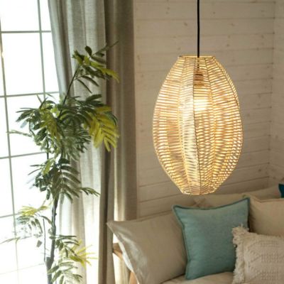 ランプシェード ペンダントランプ 照明 ラタン 籐 ランプ ライト シェード 1灯 口金E26 60W LED 対応  [13933-na]【 天井照明 インテリア照明 シェード アジアンランプ ペンダント照明 吊り下げ 和モダン 照明器具  