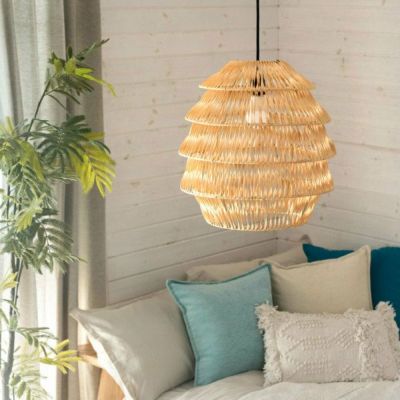 ランプシェード ペンダントランプ 照明 ラタン 籐 ランプ ライト シェード 1灯 口金E26 60W LED 対応  [13934-na]【 天井照明 インテリア照明 シェード アジアンランプ ペンダント照明 吊り下げ 和モダン 照明器具  