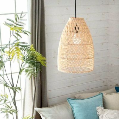 ランプシェード ペンダントランプ 照明 ラタン 籐 ランプ ライト シェード 1灯 口金E26 60W LED 対応  [13938-na]【 天井照明 インテリア照明 シェード アジアンランプ ペンダント照明 吊り下げ 和モダン 照明器具  