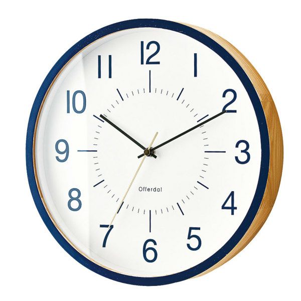 時計 壁掛け時計 丸型 直径30cm 木 ガラス ブルー グリーン ブラウン [90272]【 電波時計 ステップムーブメント 木製 ウッド  ウッドフレーム おしゃれ シンプル 北欧 ナチュラル バイカラー 見やすい リビング ダイニング 寝室】