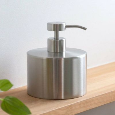ステンレススチール ソープディスペンサー 500ml 詰め替え ボトル 筒型 シルバー [90174]【 ステンレス ディスペンサー ローションボトル ポンプ  ソープボトル ハンドソープ 洗剤 液体 容器 バス用品 おしゃれ シン