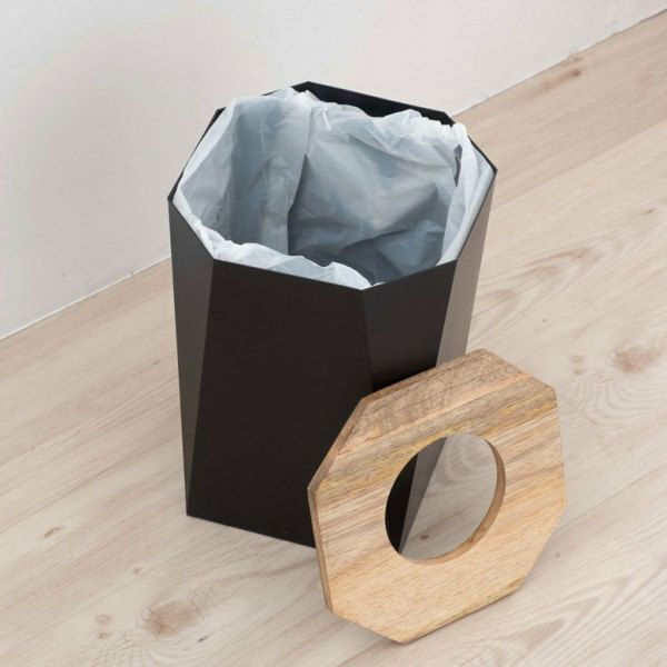 ゴミ箱 ダストボックス アイアン ウッド 蓋つき 幅20cm 奥行20cm