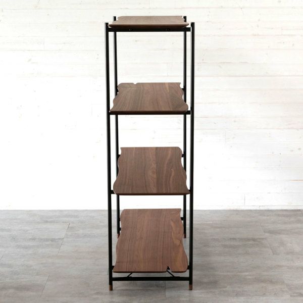 シェルフ 棚 4段 木製 スチール ナチュラル ブラウン W 108 × D 41