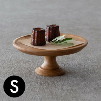 ケーキスタンド 木 木製 1段 Sサイズ 直径 16cm H 7cm ブラウン [13966]【 ケーキ トレー トレイ スタンド 台 タワー スタンドトレイ コンポート デコレーショントレイ チークウッド アンティーク風  おしゃれ かわ