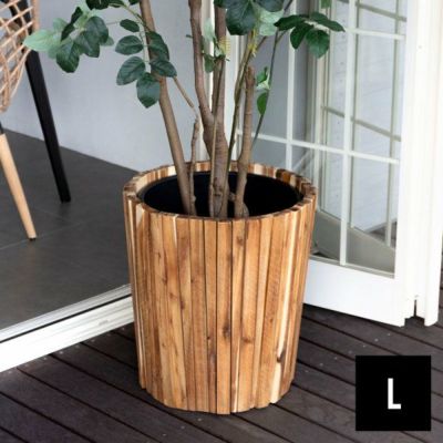 プランターカバー ウッドプランター ボックス カバー Lサイズ 9号鉢 W 46cm D 46cm H 50cm 天然木 木製 観葉植物 アカシアウッド 鉢 カバー プランツ ボックス 植木鉢 ウッド 店舗用 カフェ お店 レストラン おしゃ