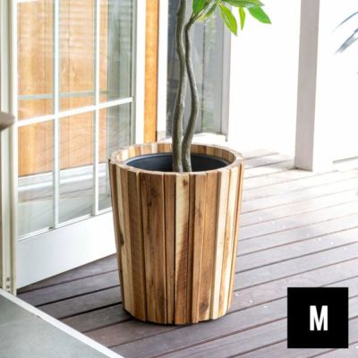 プランターカバー ウッドプランター ボックス カバー Mサイズ 7号鉢 W 36cm D 36cm H 40cm 天然木 木製 観葉植物 アカシアウッド 鉢 カバー プランツ ボックス 植木鉢 ウッド 店舗用 カフェ お店 レストラン おしゃ