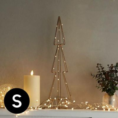 クリスマスツリー ワイヤーアート ツリー形 LED ゴールド 高さ 44 cm 直径 11.5 cm デコレーション クリスマス 置物 電飾 オブジェ ツリー 金 おしゃれ かわいい インテリア 省スペース イルミネーション インテリア