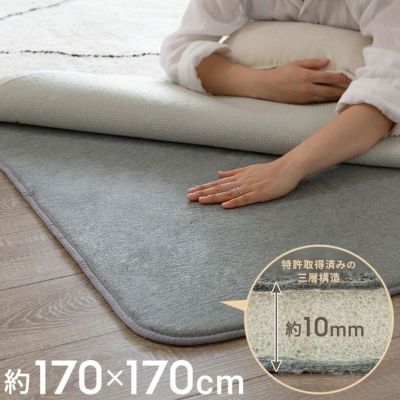 下敷き専用ラグ 170×170cm ふかピタ 防音 滑り止め クッション性 特許取得 2畳用 [96034]【 ラグ ラグマット カーペット マット じゅうたん 絨毯 敷物 ウレタン 洗える ウォッシャブル 丸洗いOK 下敷き 厚手 ふかふ