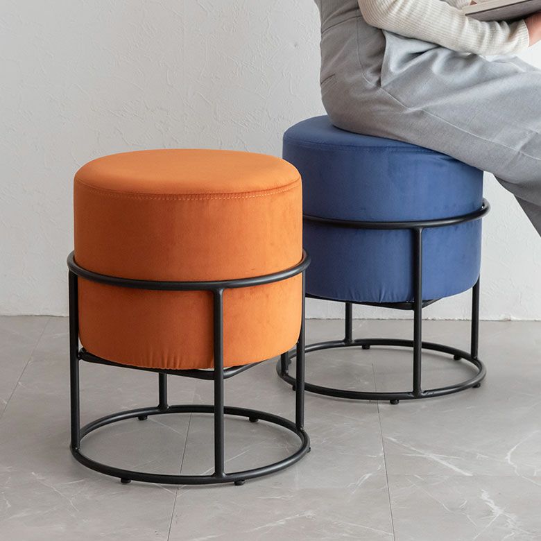 スツール 椅子 イス ベルベット 調 ブルー オレンジ 約 W 37cm D 37cm