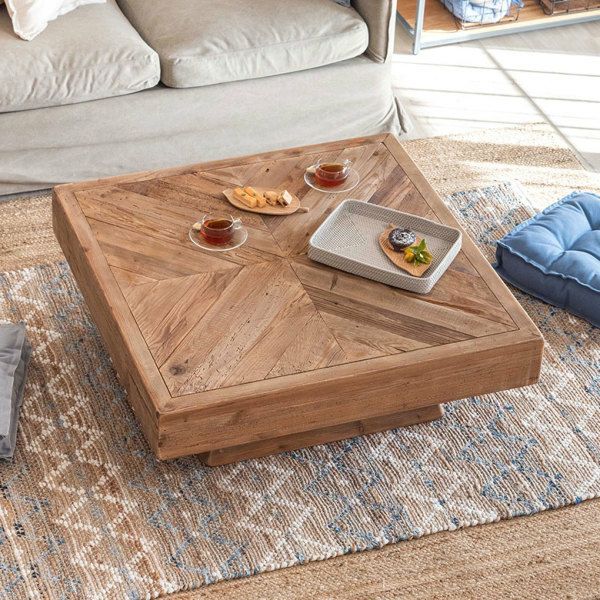 センターテーブル テーブル 木製 W 100 × D 100 × H 36 cm 正方形 