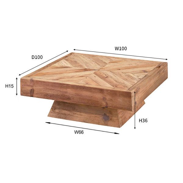センターテーブル テーブル 木製 W 100 × D 100 × H 36 cm 正方形