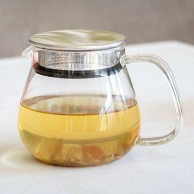 ティーポット 460ml 耐熱ガラス ステンレス クリア [90384]【 ポット ティーサーバー 電子レンジ可 食洗機可 ラウンド ストレーナー付き 茶こし付き ガラス キッチン用品 急須 ガラス茶器 ガラスポット おしゃれ シ