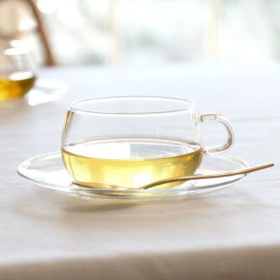 ティーカップ＆ソーサー 耐熱ガラス 230ml クリア [90385]【 ティーカップ ソーサー 電子レンジ可 食洗機可 ガラス キッチン用品 ガラス食器 おしゃれ シンプル かわいい 耐熱 コーヒーカップ ホット アイス マグカ