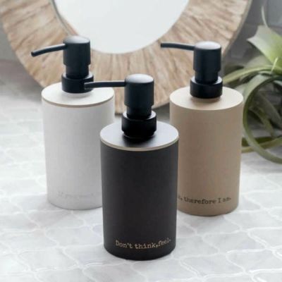 ソープディスペンサー ソープボトル 360ml 泡タイプ ホワイト ブラウン ブラック プラスチック [90233]【 詰め替え用 筒形 ポンプ式 おしゃれ 白 茶 黒 ベージュ 素焼風 陶器風 マット シンプル モダン モノトーン 