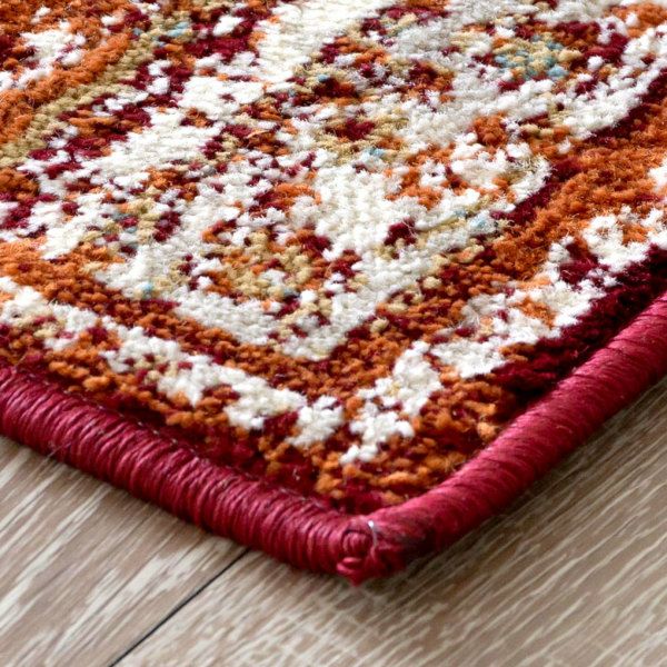 ラグ ペルシャ風 ラグマット 赤 アイボリー 約 130×190cm エジプト製 