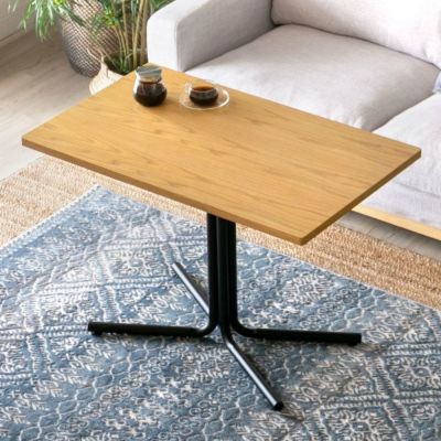 カフェ風テーブル 木製 スチール ナチュラル ブラウン 長方形 W 100 × D 60 × H 67 cm [91082-na]【 カフェテーブル ダイニングテーブル カウンターテーブル 食卓 一本脚 2人掛 2人用 おしゃれ カフェ バー 飲食店