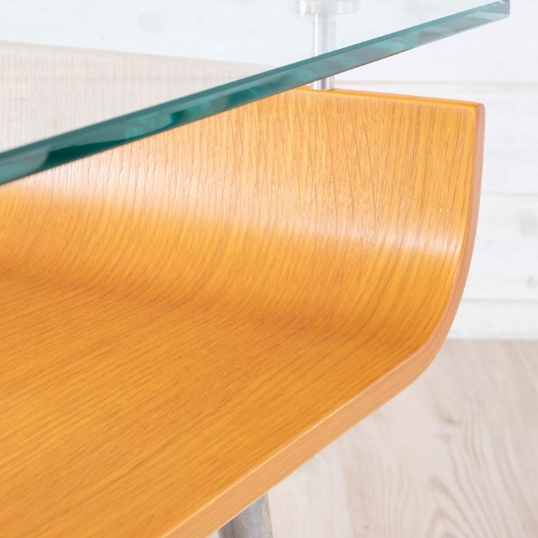 センターテーブル ローテーブル ガラス 木 スチール ナチュラル