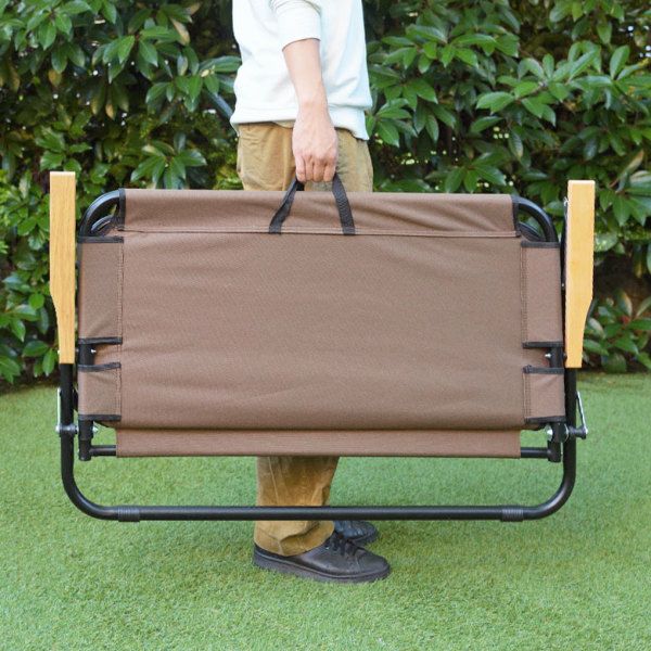 アウトドアチェア 折り畳み式 ロータイプ 2人掛け ブラウン グレー W