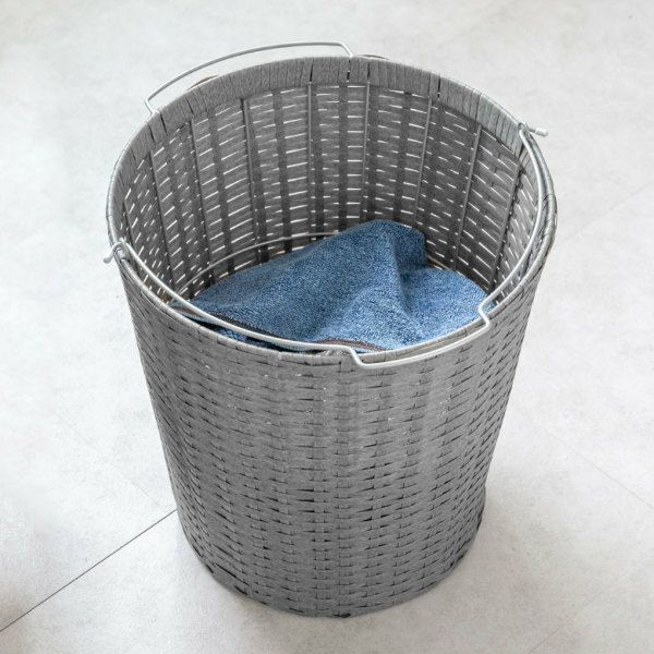 ランドリーラック バスケット かご 付 防水 ラタン調 ラウンド 2