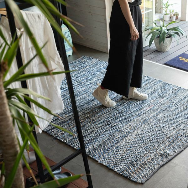 訳あり】ラグ マット ラグマット インド デニム 約130×190cm 訳あり】ラグ マット ラグマット インド デニム 約130×190cm