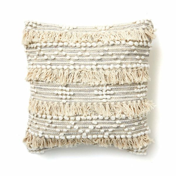 MUNI フリンジ付きクッション クッションカバー コットン ハンドルーム（手織り） 45×45cm フリンジ