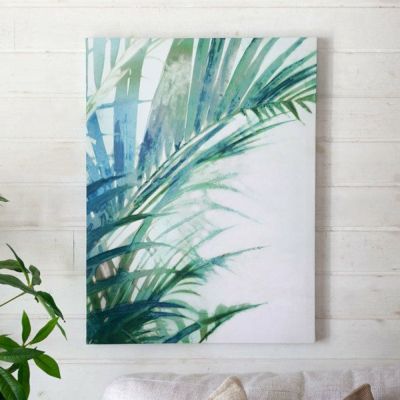 アートパネル Tropical leaves 南国の葉 キャンバス アート 幅45cm 高さ60cm 長方形 絵 抽象画  [67063]【 ウォールデコレーション 壁掛け イラスト ボタニカル ヤシの木 パームリーフ 葉っぱ グリーン おしゃれ モ