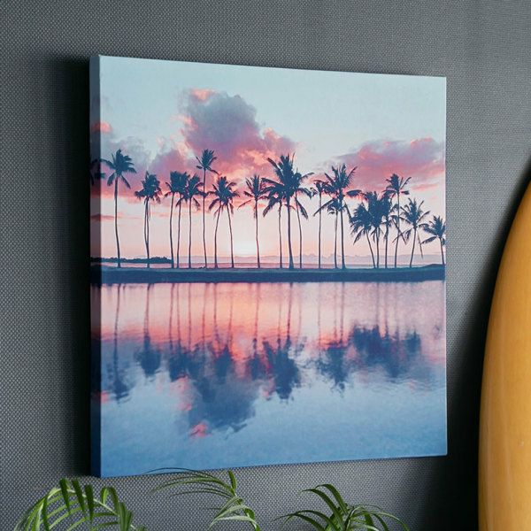 アートパネル Sunset beach サンセットビーチ キャンバス アート 幅50cm 高さ50cm 正方形 絵 風景画 [67062]【  ウォールデコレーション 壁掛け イラスト 海 ビーチ サンセット 夕日 夕焼け 南国 太陽 おしゃれ モダン 北欧 韓国 韓国インテリア  海外インテリア 】