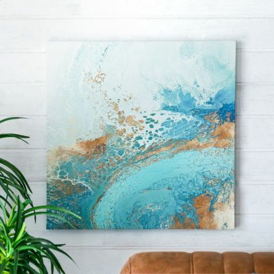 アートパネル AQUA アクア キャンバス アート 幅50cm 高さ50cm 正方形 絵 抽象画  [67060]【 ウォールデコレーション 壁掛け イラスト 現代アート 油絵 風 水彩 風 アブストラクト おしゃれ モダン 北欧 韓国 韓国イ